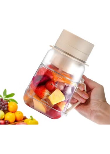 Portable Blender for Ice with Stainless Steel 10 Blades. Blender with Cord, Juicer Cups with Lid, Straw., Light Yellow