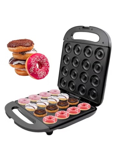 Mini Donut Maker, Mini pancakes maker Machine, Bake 16 Mini Doughnuts, Non-stick Surface, cake machine, Double-sided heating