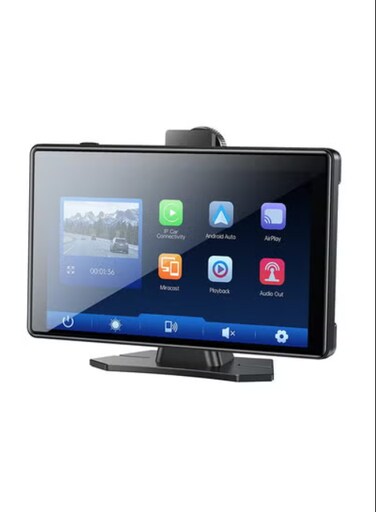 9 inch Center Console CarPlay Portable Car Video Navigation with Driving Recorder (Black)