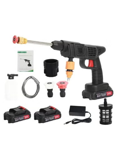 Cordless Electric Power Portable Pressure Washer, Multifunction Nozzle, Battery-Powered Copper Motor 24v