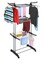 Radiotronics Rolling Collapsible Clothes Drying Rack 3-Tier Foldable Laundry Dryer Hanger Airer Compact Storage Steel
