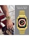 Stainless Steel Watch Band with Case Compatible with Apple Watch Series Ultra 2 1 (49mm), Rugged Strap with Metal Protective Bumper Cover for iWatch Band Men (Gold)