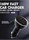 3 in 1 car quick charge 160W laptop mobile cell phone 100W 30W qc3.0 dual pd type c high power 3 ports car charger