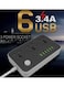 Universal Power Strips with USB Port, Including 3-Way Socket and 6 USB Ports, Travel Power Board,2m Power Cable, British Power Plug