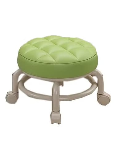 Foot Rest Stool Sewing Stool with Wheel Wipe Low Stool Manicure Pedicure Stool Leather Small Sewing Stool Shoe Changing Stool for Home Padded Seat