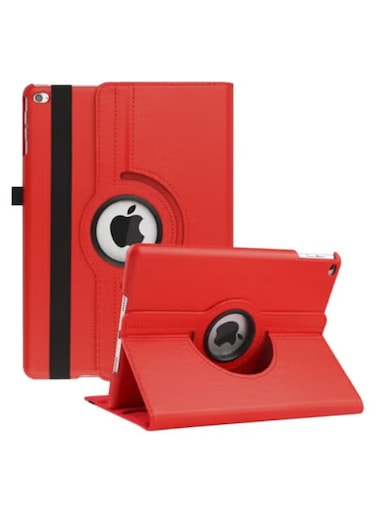 Radiotronics Rotating Case for 9th Generation Case 2021 / iPad 8th Generation 2020 / 7th Generation 10.2" 2019, Folio Stand Case with Auto Sleep/Wake Feature (Red)