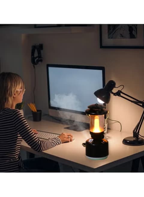 Radiotronics Portable Humidifier with Dimmable Light for Travel and Camping, USB Charging Hanging Humidifier with Warm and White Lights. Black