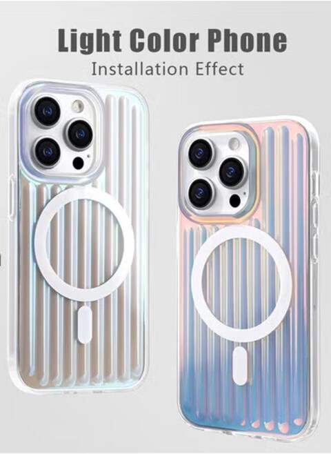 Fashion Corrugated Pattern Magnetic Case for iPhone 15 14 13 Pro Max Magnetic Wireless Charge TPU Cover Cases, Not Magnetic Laser 2, for iPhone 15Pro max