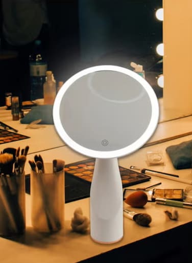 Lighted Makeup Mirror with Portable 5X Magnifying Small Vanity Mirror, Touch Sensor Control, Natural Daylight, White
