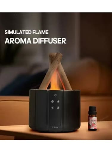 280ml Campfire Simulated Flame Diffuser Air Humidifier Ultrasonic Mist Maker Remote Control LED Oil Lamp