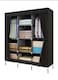 Solid Color Fabric Wardrobe, Portable Clothes Storage Organizer with 2 Hanging Rail Clothing Cabinet 6 Storage Boxes 175 * 45 * 128CM