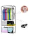 Radiotronics  Detached Single Wardrobe, Simple Closet Clothing Cabinet Cloth Snacks Cupboard Metal Frame with Hanging Rail Stable 150 * 70 * 45CM (Color: C)
