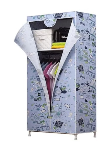 Radiotronics  Detached Single Wardrobe, Simple Closet Clothing Cabinet Cloth Snacks Cupboard Metal Frame with Hanging Rail Stable 150 * 70 * 45CM (Color: C)