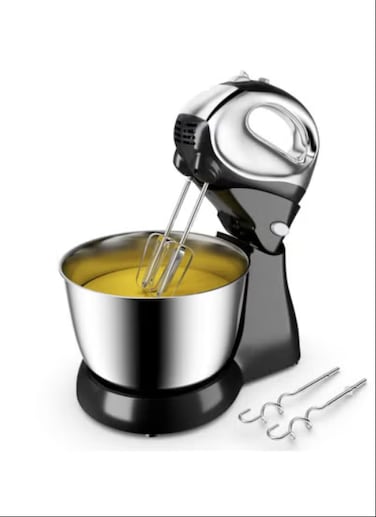 200W Stand Mixer Hand Mixer 5-Speed w/Dough Hooks &amp; Beaters Stainless Steel Bowl
