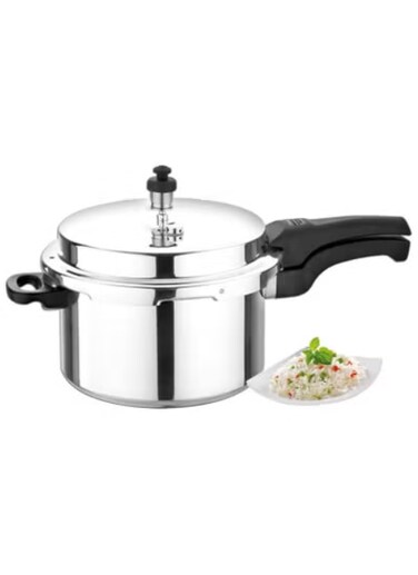 Healthy Choices 3 Liters Outer Lid Pressure Cooker - Cookware for Quick Cooking of Meat, Soup, Rice, Black Beans, &amp; more, Aluminium, Silver