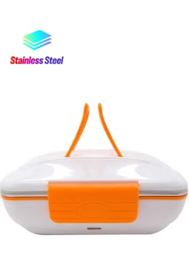 Bento Boxes, Portable Galvanizing Heating Lunch Box Made By Stainless Steel And Shaping Food Warmer For Office And Home (Color : Orange)