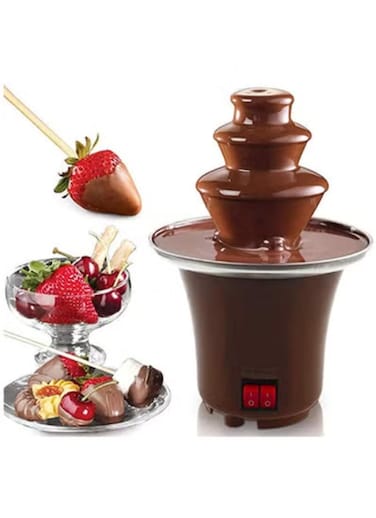 Chocolate Fountain Machine Electric Chocolate Fondue Set 3 Animal Stainless Steel Fondue Heat and Motor Control for Party Wedding, Brown