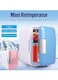 Mini Fridge, 4 Liters Portable Mini Refrigerator With car charging cable, Super Quiet In-Vehicle Freezer for Car, Bedroom, Office, Blue