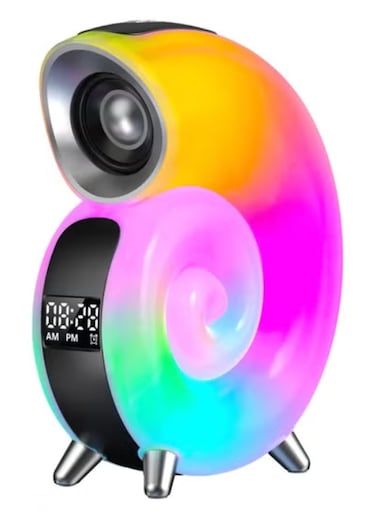 Bluetooth Speaker with LED Lights Charging, Bluetooth Alarm Clock Speaker, Birthday Gift (Black)