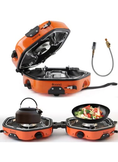 Radiotronics 2 Burner Camping Stove Gas Portable Foldable Camping Gas Stove with 17000 BTU Adjustable Burner & Piezo Ignition, BBQ, Emergency Cooking Stove