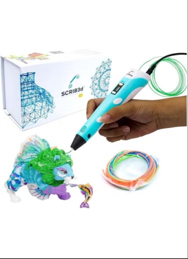 3D Printing Pen with Display - Includes 3D Pen, 3 Starter Colors of PLA Filament, Stencil Book + Project Guide, and Charger