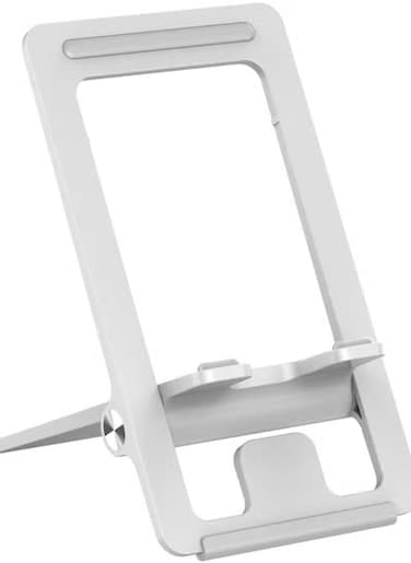 Foldable Portable Phone Holder, Anti-Skid, ABS+PC Material, Stability - White