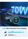70W Dual PD Multi-Color Car Charger with Light Button-Black