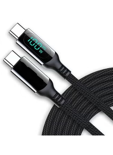 Radiotronics USB C to USB C Cable 5A PD 100W Cord LED Display QC5 PPS45W Super Fast Charging Type-C Phone Laptop 480Mbps for iPad
