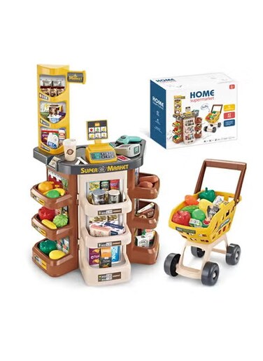 Girl Boy Pretend Play Toy Supermarket Shopping Cart Cash Register Set Big Kids Toys