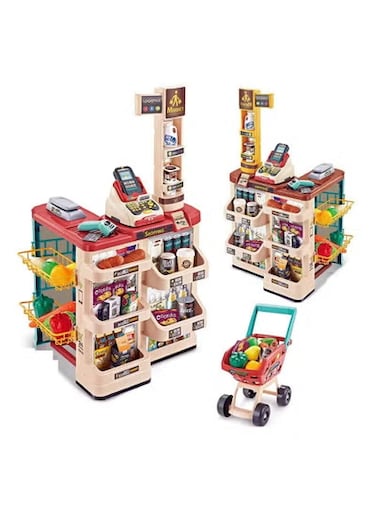 Toy Kids Role Pretend Playset Big Size Supermarket kit for Kids Toys with Shopping Cart and Sound Effects Kitchen Set Kids Toys for Boys and Girls