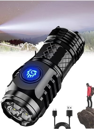 Radiotronics German Three-Eyed Monster Mini Flashlight, German Three-Eyed Monster Mini Flash Super Power Flashlight, German 3 Eyed Monster Mini Flashlight for Camping, Hiking (D