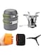 Camping Cookware Set,3000W Folding Mini Pocket Stove Camping Gas Stove Split Burner with Gas Conversion Head Adapter,Pots Pans Tank Bracket(Optional) (Camping Mess Kit)