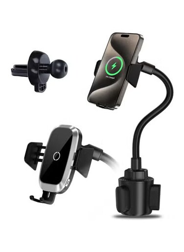 Wireless Car Charger Compatible with iPhone 16 15 14 13 12 11 Pro, Auto Clamping Wireless Charging for Samsung Galaxy S23 S23+ S22 S21 S20 Google Pixel 8 7