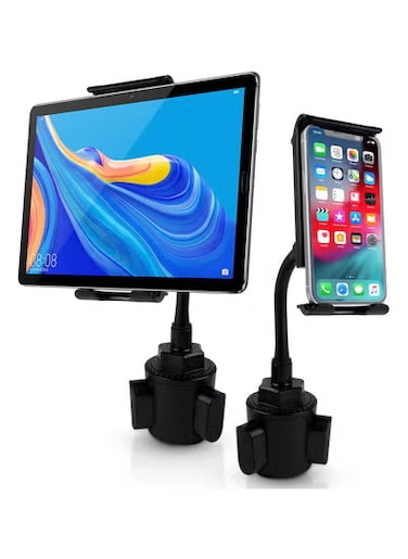 360 Car Cup Phone and Tablet Mount Holder 2-in-1 Tablet and Smart Phone Flexible Gooseneck Stand Fits Any Tablet or Smartphone with a Screen Size Between 4 in and 10.5 in