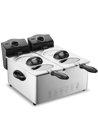 Yeasha,Electric Deep Fryer Double Bowl Capacity Stainless Steel Cold Zone Technology.