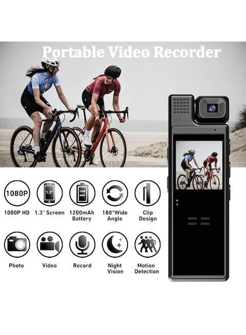 Yeasha,Mini Body Camera 1080P Portable Small Body Worn Cam Wearable Pocket Video Recorder With 180° Rotatable Lens 1.3" LCD Night Vision For Security Guard Law Enforcement