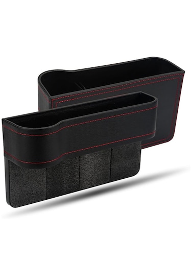 Yeasha,2 Pack Car Seat Gap Organizer Storage Box Cup Holder Car Console Side Pockets Pu Leather Cellphones Key Cards Sunglasses Small Items Car Interior Accessories
