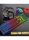 Yeasha,Gaming Keyboard And Mouse Headset Combo LED Backlit Wired Keyboard Over Ear Headphone With Mic