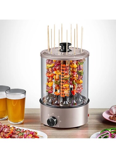 Yeasha,Electric Grill 1100w Homemade Kebab with Roof Fixing Design Kebab Rotisserie Grill 360&deg; Automatic Rotating Grill 0-30 Minutes Timer for 3-6 People Party.