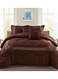 COMFY 6 PC EMBROIDERY FLORAL COTTON SOFT KINGSIZE COMFORTER SET BROWN