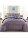 COMFY 6 PC EMBROIDERY FLORAL COTTON SOFT KINGSIZE COMFORTER SET LIGHT GREY