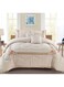 COMFY 6 PC EMBROIDERY FLORAL COTTON SOFT KINGSIZE COMFORTER SET CREAM