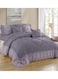 COMFY 6 PC EMBROIDERY LACE COTTON SOFT KINGSIZE COMFORTER SET GREY