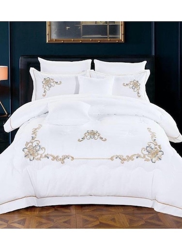 Dream Bell 6 Pc Embroidery Cotton Comfy Comforter Set With Fiber Filling 5
