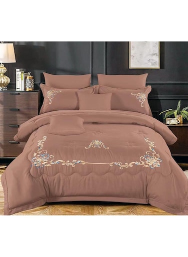 Dream Bell 6 Pc Embroidery Cotton Comfy Comforter Set With Fiber Filling 15