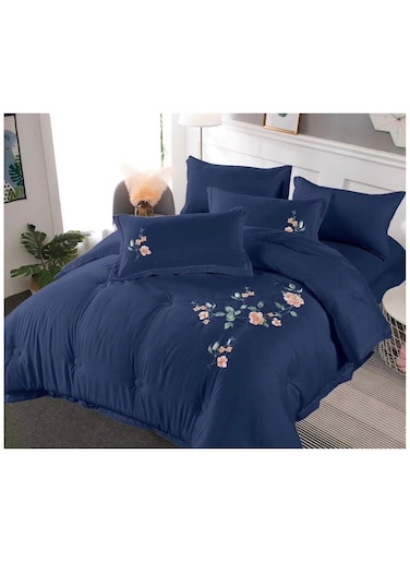 Dream Bell 6 Pc Embroidery Cotton Comfy Comforter Set With Fiber Filling 8