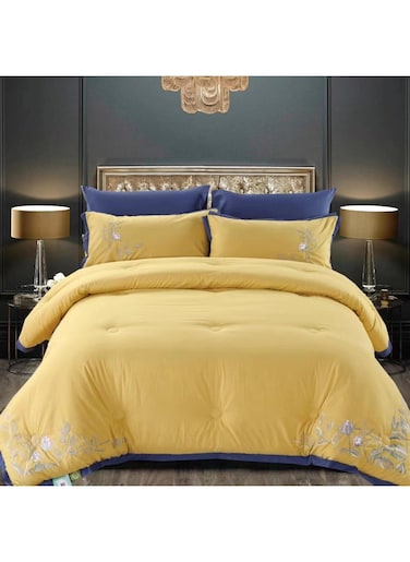Dream Bell 6 Pc Embroidery Cotton Comfy Comforter Set With Fiber Filling 9