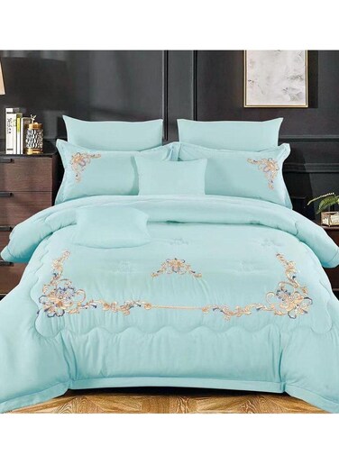 Dream Bell 6 Pc Embroidery Cotton Comfy Comforter Set With Fiber Filling 2
