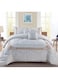 COMFY 6 PC EMBROIDERY FLORAL COTTON SOFT KINGSIZE COMFORTER SET WHITE
