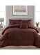 COMFY 6 PC EMBROIDERY COTTON SOFT KINGSIZE COMFORTER SET BROWN